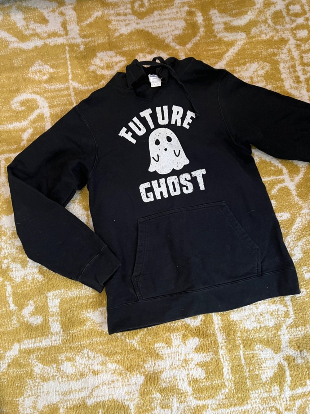 Future Ghost Black Pullover Hoodie with White Graphic